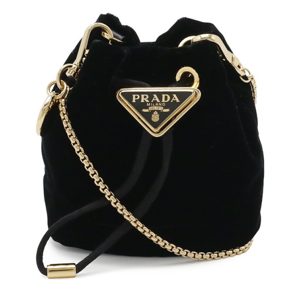 PRADA Handbags - PRADA Triangle Velvet Mini Pouch Multi-Pouch Chain Shoulder Bag NERO Black 1N...